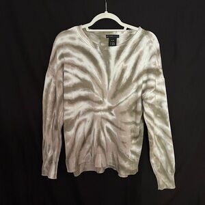 Design History Taupe and Cream Spiral Tie-Dye Pullover